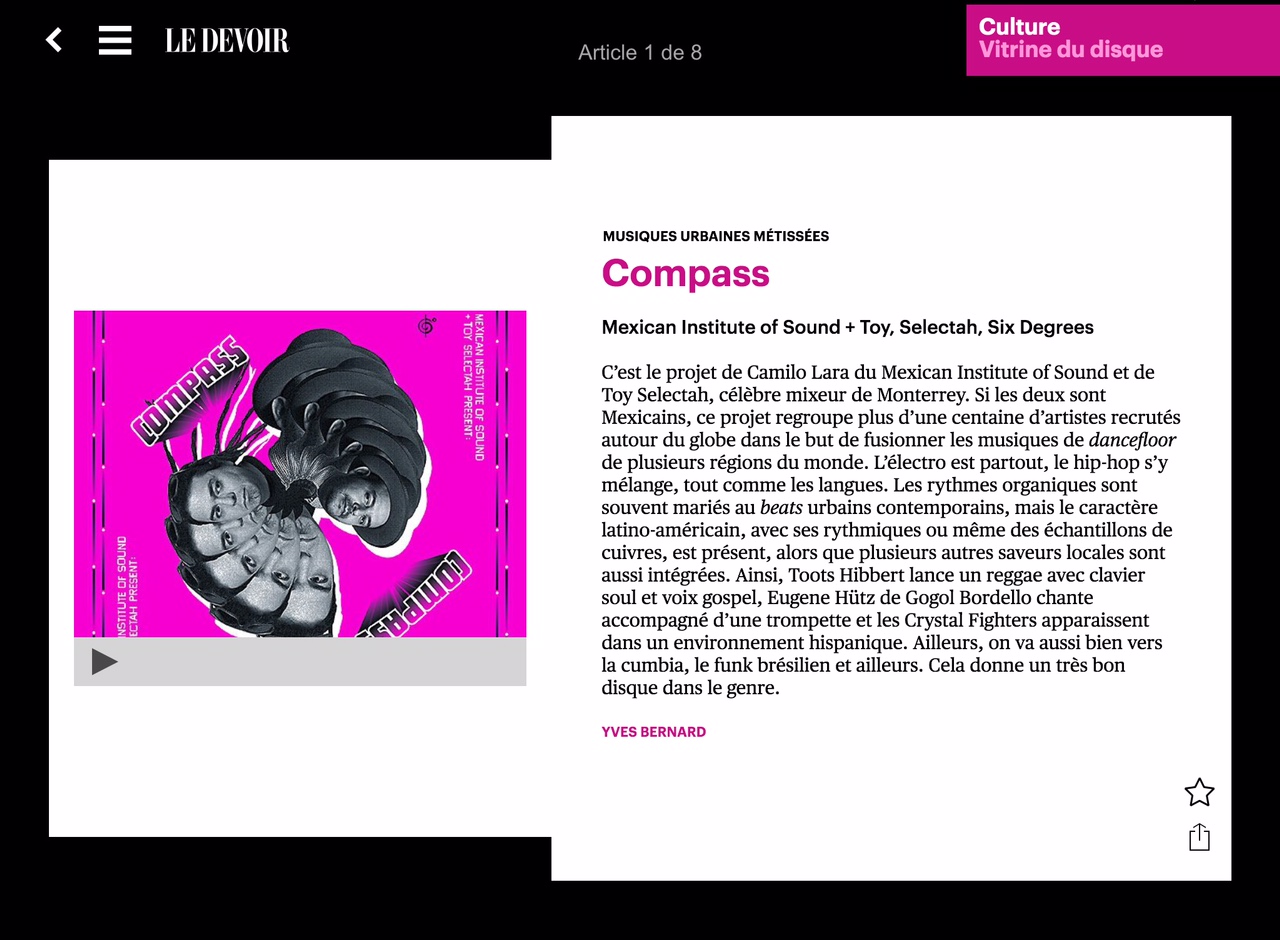 Compass gets featured on renowned Canadian publication Le Devoir