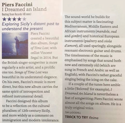 Piers Faccini’s I Dreamed An Island Gets Reviewed by Songlines (UK)