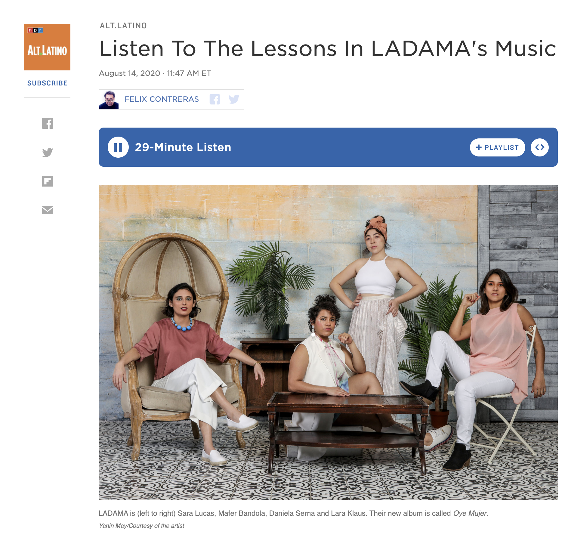 FROM NPR’S ALT LATINO: Listen To The Lessons In LADAMA’s Music